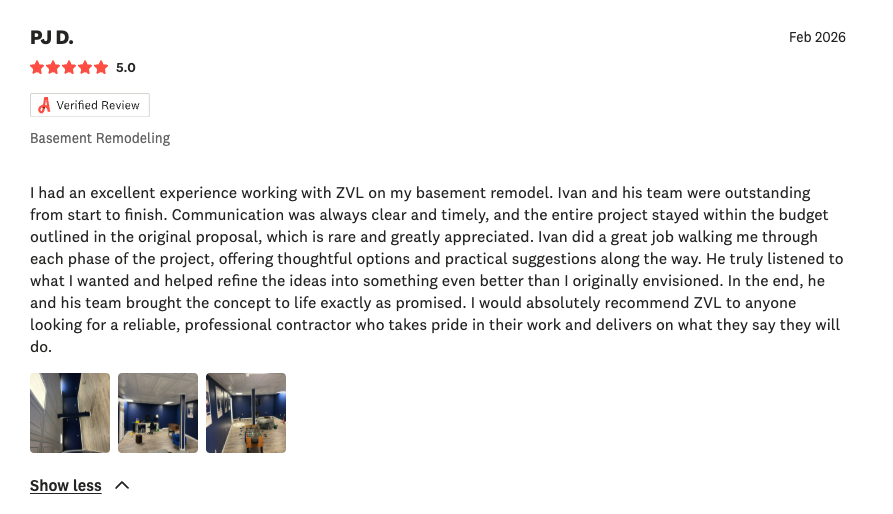 Angi review screenshot - PJ D.