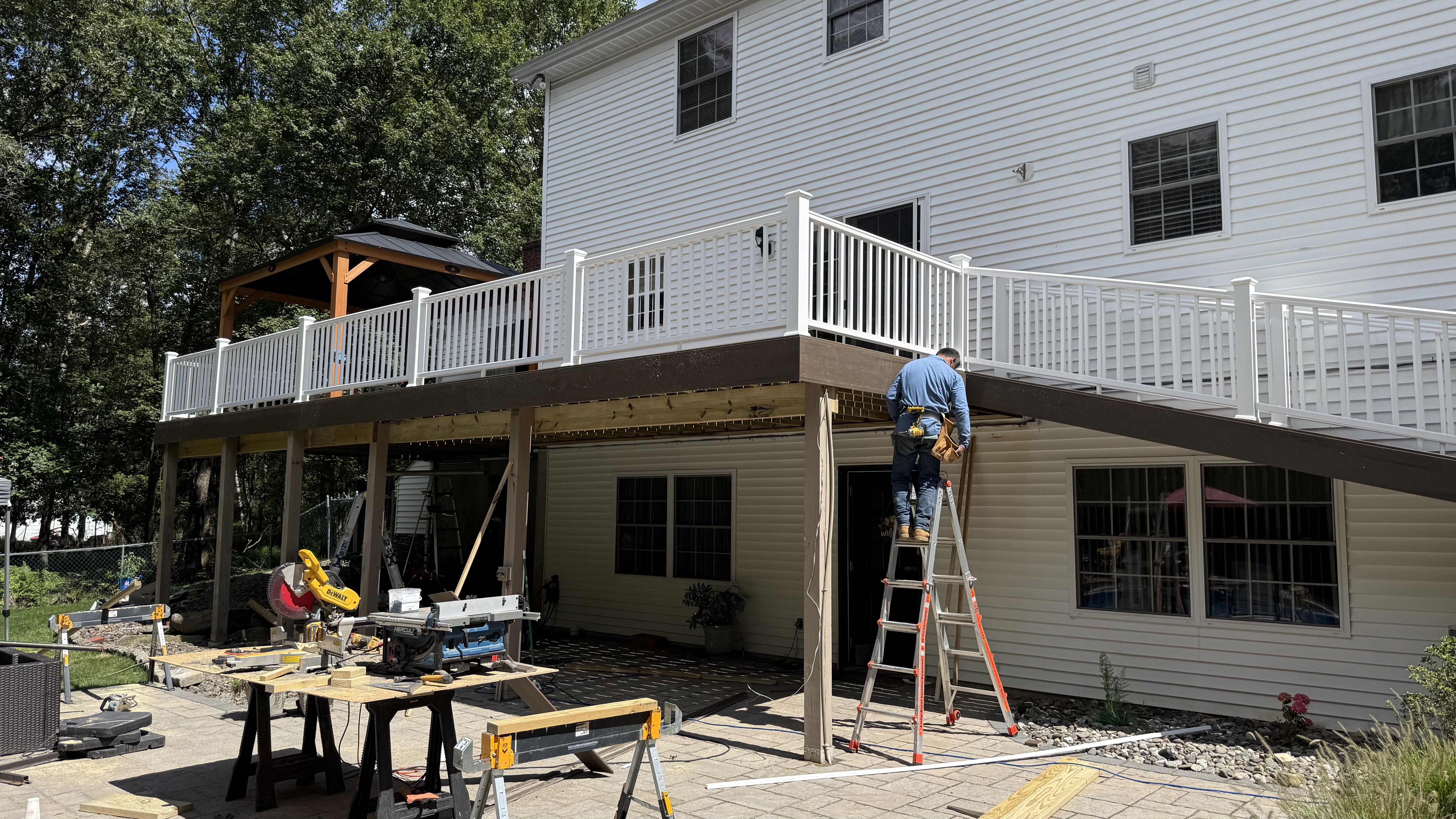 Deck in Bear creek — composite deck 12x40 deck and composite rails