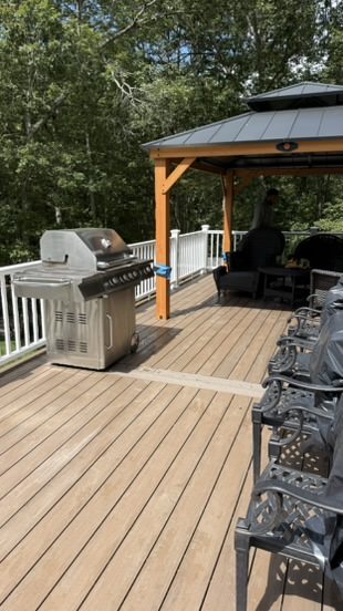 Deck in Bear creek — composite deck 12x40 deck and composite rails